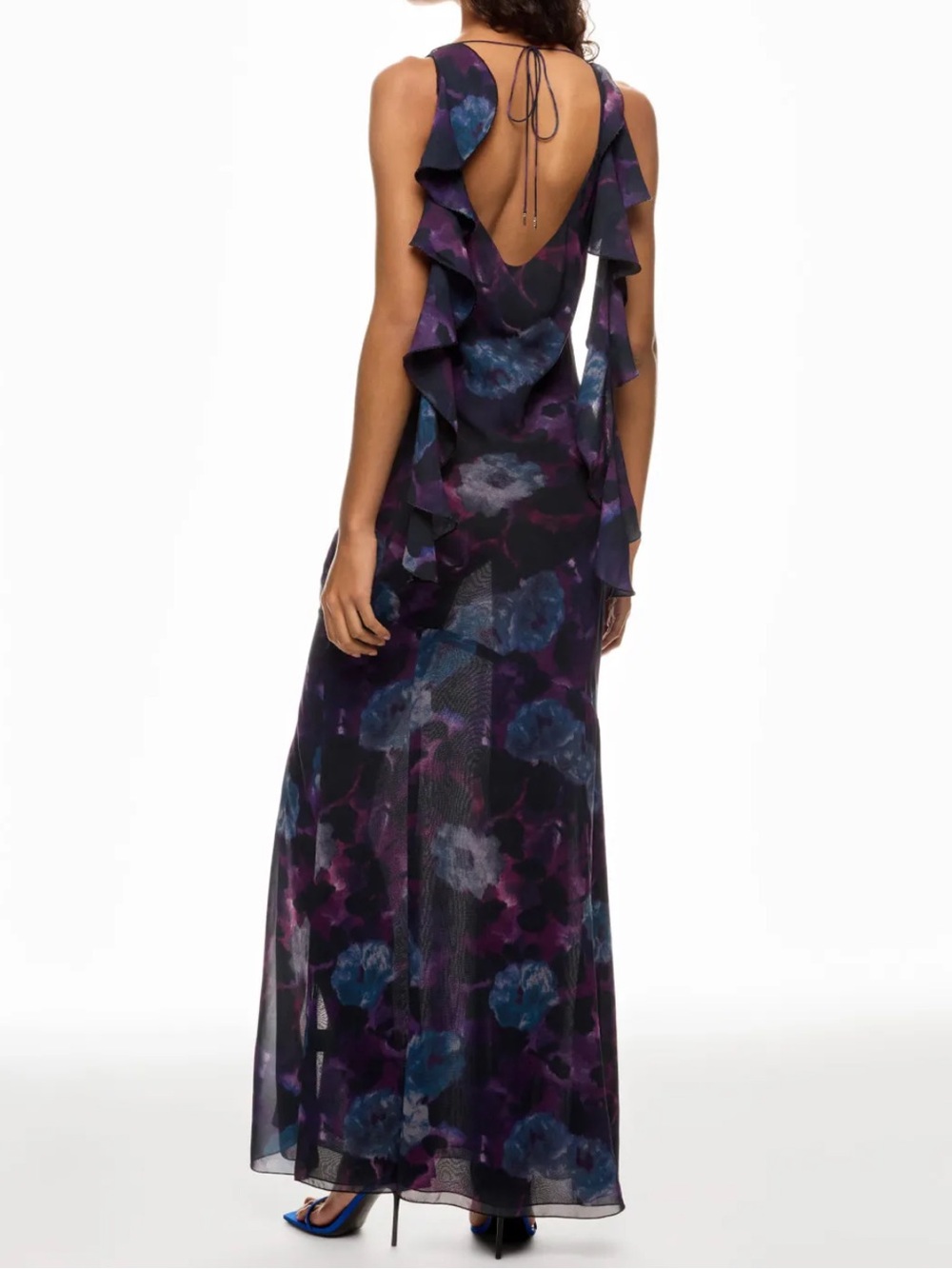 ROTATE Chiffon Maxi Ruffle Dress Sz: 4 - Picture 3 of 15